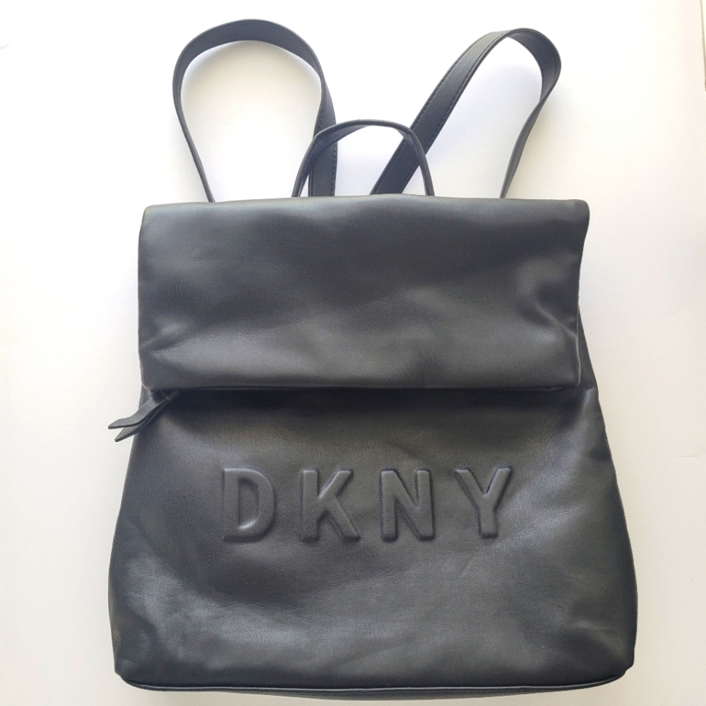 DKNY Logo Tilly Black Foldover Backpack